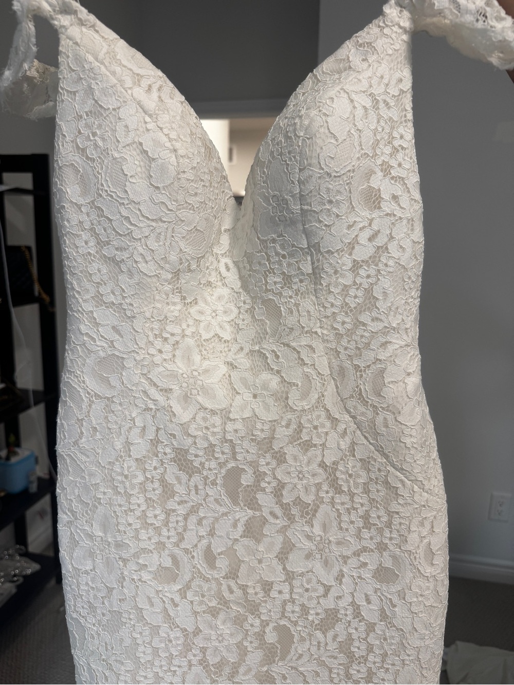 Pronovias White Bridal Label with Gold Embroidery